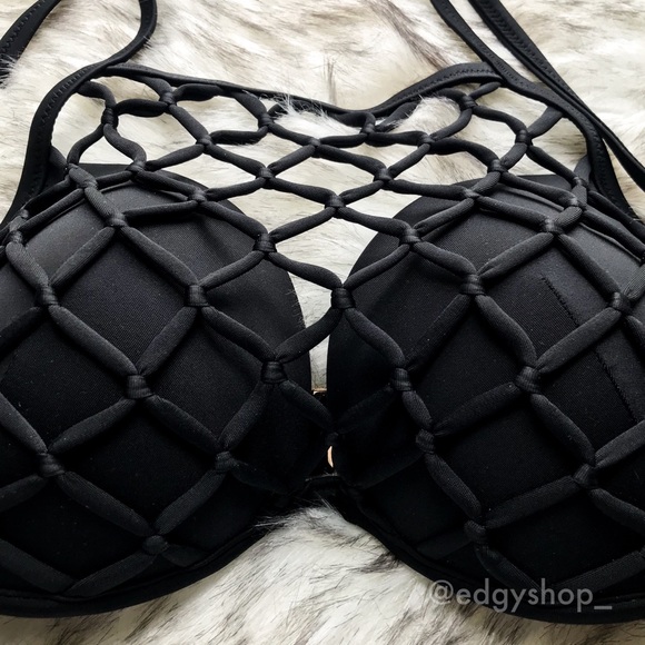 hp • [Shade & Shore] Macramé High Neck Bikini Top - Picture 2 of 3